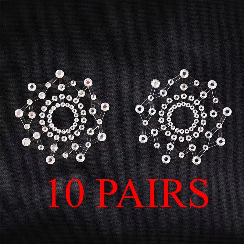 Silicone Bra Adhesive - 10 Pair Sexy Nipple Transparent Self