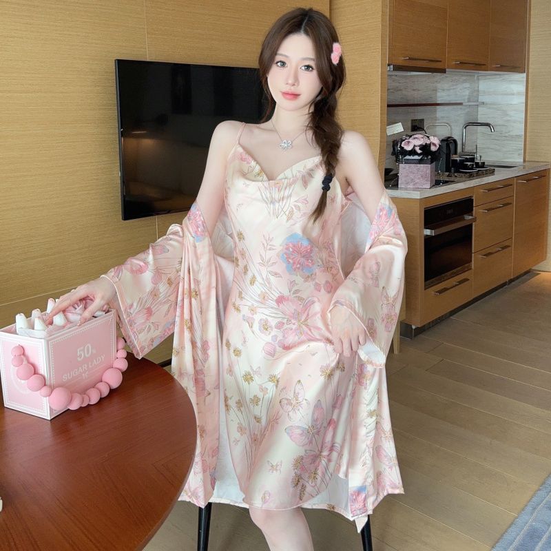 High Grade Printed Sweet Wind  - Robe Silk Women review and price