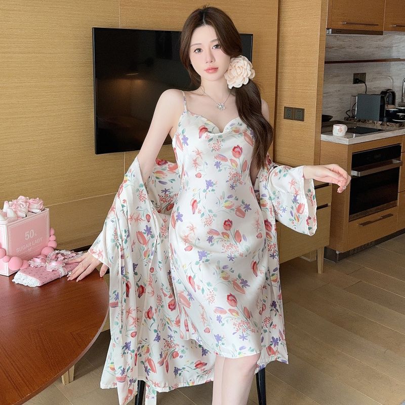 High Grade Printed Sweet Wind  - Robe Silk Women review and price