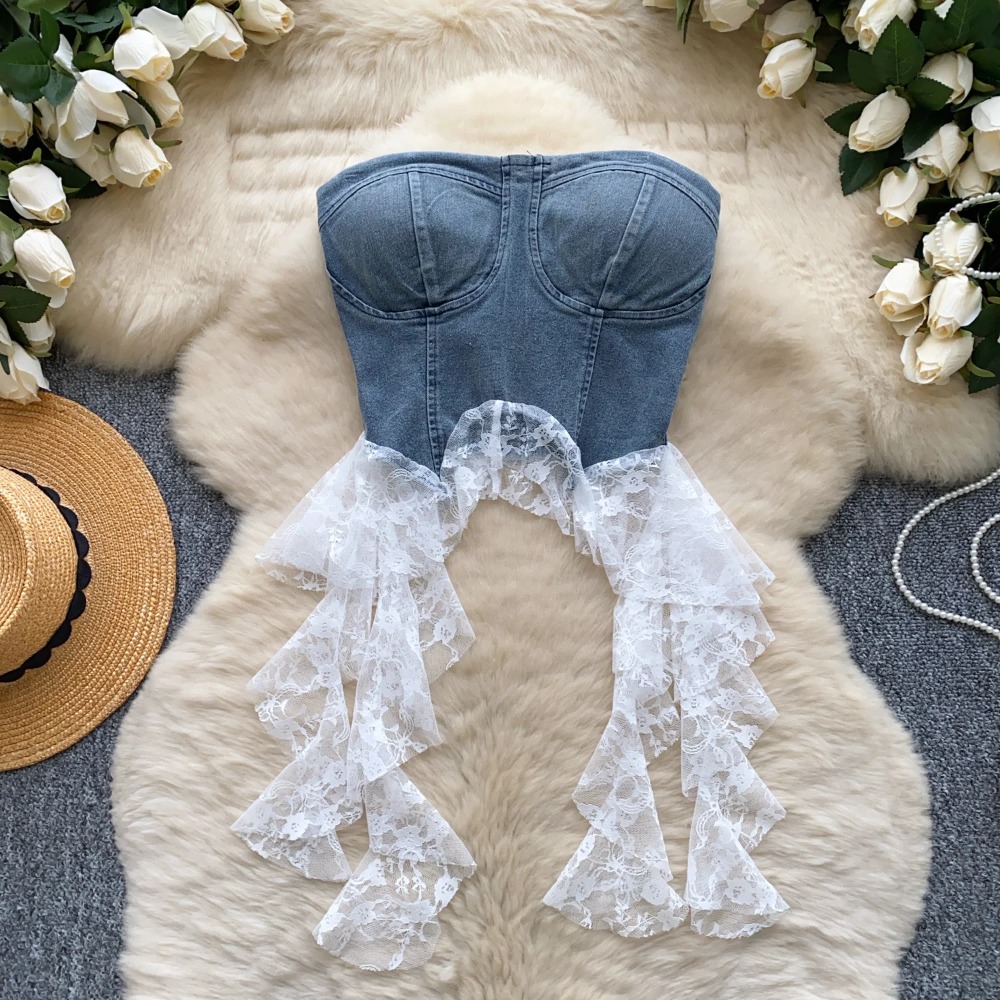Sexy Spliced lace Chic Crop To - Cami Top Lace review and price